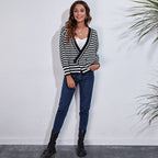 Damen Grobstrickpullover mit modischem Wellenmuster und weitem Schnitt R&B