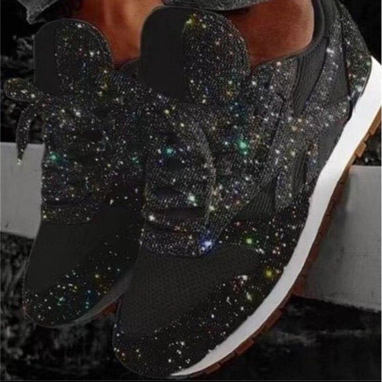 Damen glitzernde Sneakers mit atmungsaktiver Netzstruktur und rutschfester Sohle EB