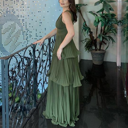 Damen Maxi-Kleid mit voluminösen Falten und femininer Silhouette R&B