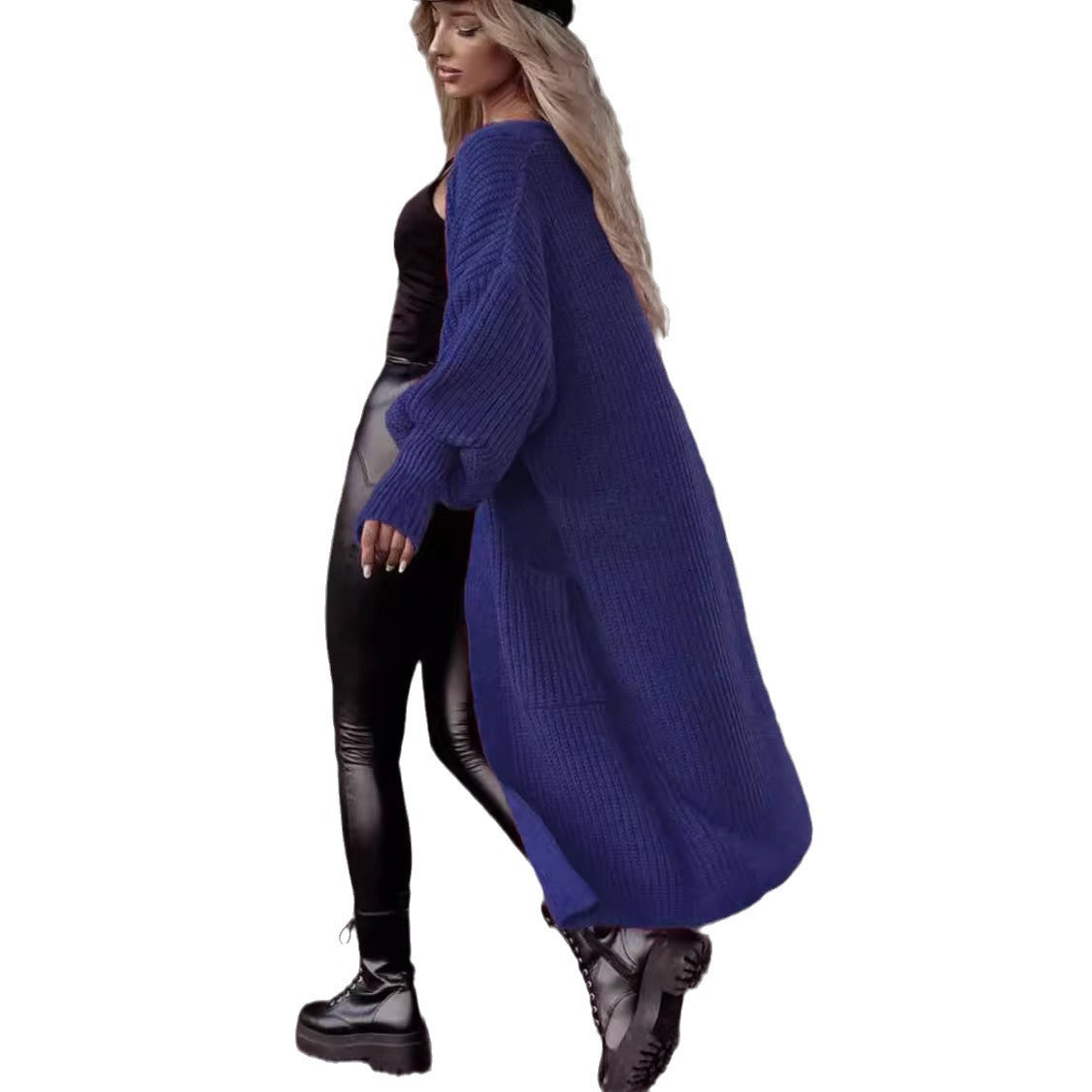 Damen Langer Strickcardigan mit tieferem Rückensaum und lässigem Schnitt R&B