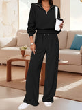 Damen Lässiger Jumpsuit mit Reißverschluss und weitem Bein