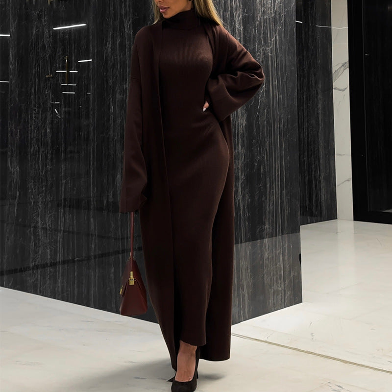 Damen Strick Kleid mit Longcardigan R&B