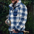 Herren Fleece-Pullover mit Karomuster und Hohem Kragen