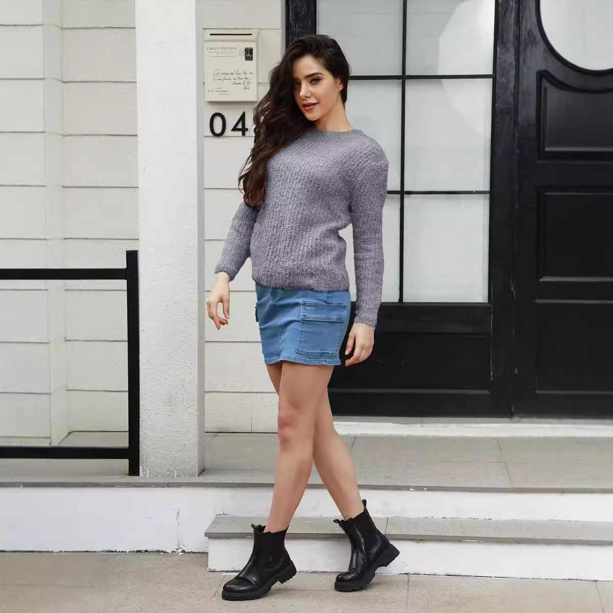 Damen kuscheliger Strickpullover mit hoher Elastizität und modernem Design