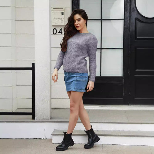 Damen kuscheliger Strickpullover mit hoher Elastizität und modernem Design R&B