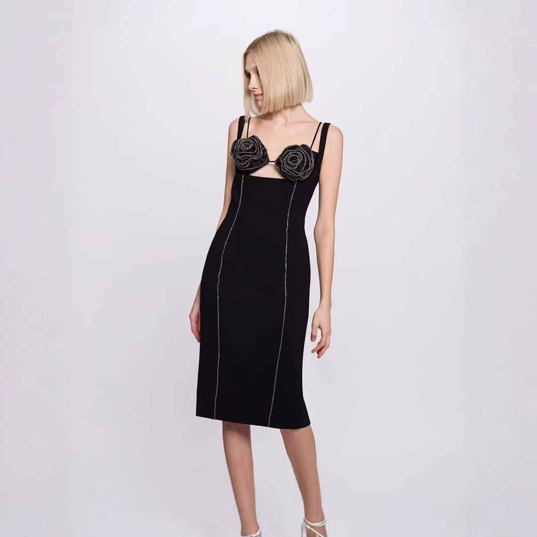 Damen figurbetontes Kleid mit floralem Spitzenbesatz und elegantem Schnürdetail R&B