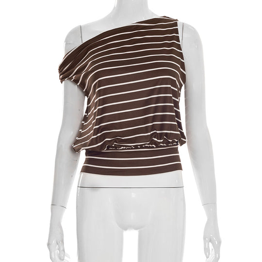 Damen asymmetrisches Langarmshirt mit modischem Streifenmuster und eleganten Cut-Out-Details R&B