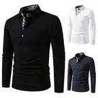 Herren Langarm Poloshirt mit außergewöhnlichem Kragen-Design R&B