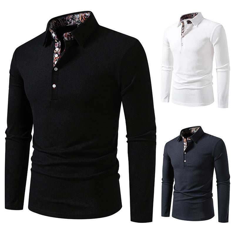 Herren Langarm Poloshirt mit außergewöhnlichem Kragen-Design R&B
