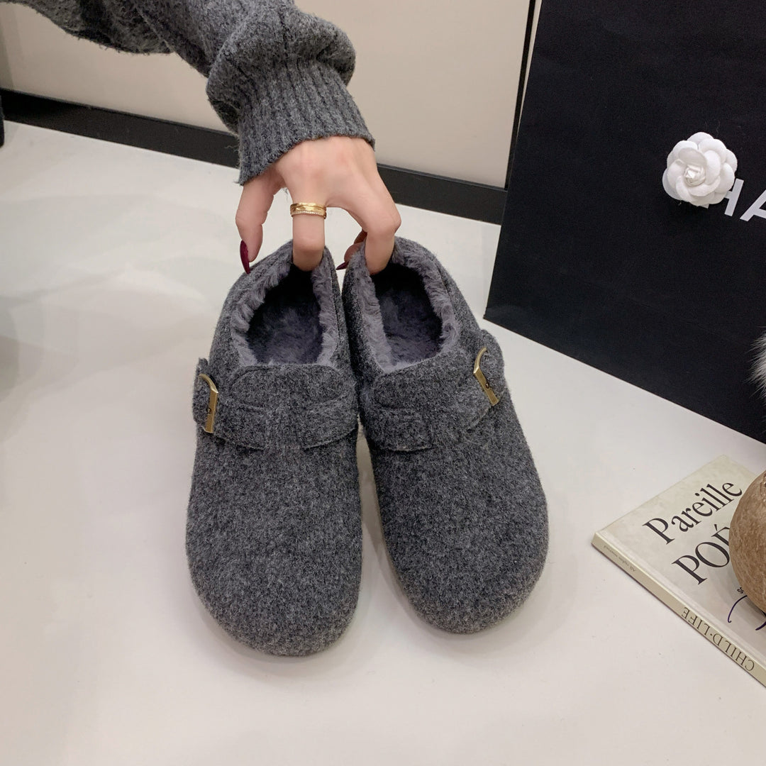 Damen Hausschuh aus hochwertigem Filz mit decorative Schnalle R&B