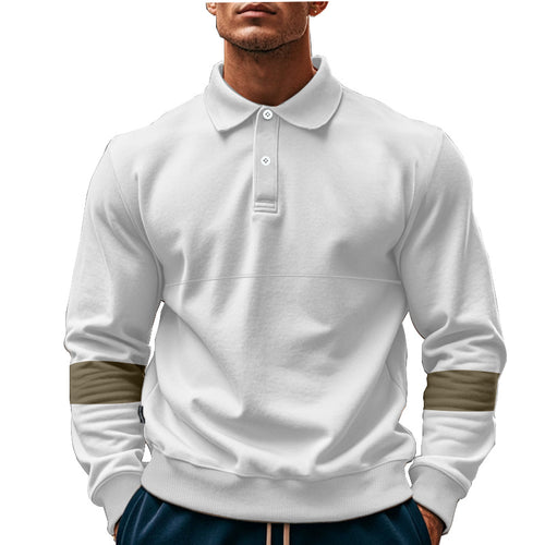 Herren Sportliches Polo-Hoodie mit Kontrastärmel R&B