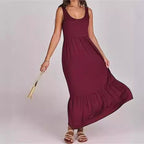 Damen Sommerliches Maxikleid mit praktischen Taschen und voluminösem Saum R&B