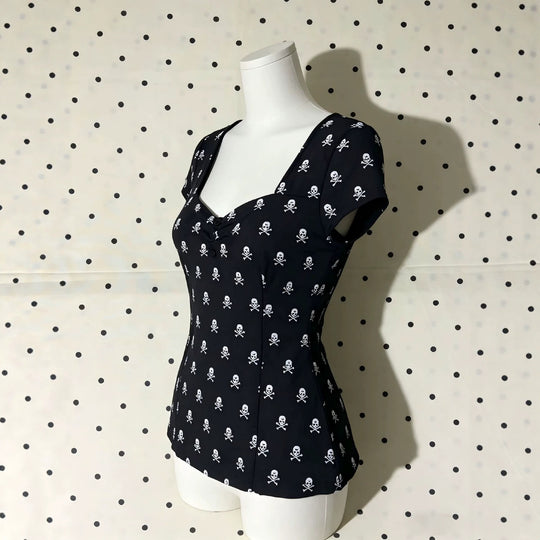 Damen Baumwollshirt mit Totenkopf-Muster R&B