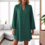 Damen kurzes Kleid mit Knopfleiste und eleganten Puffärmeln R&B