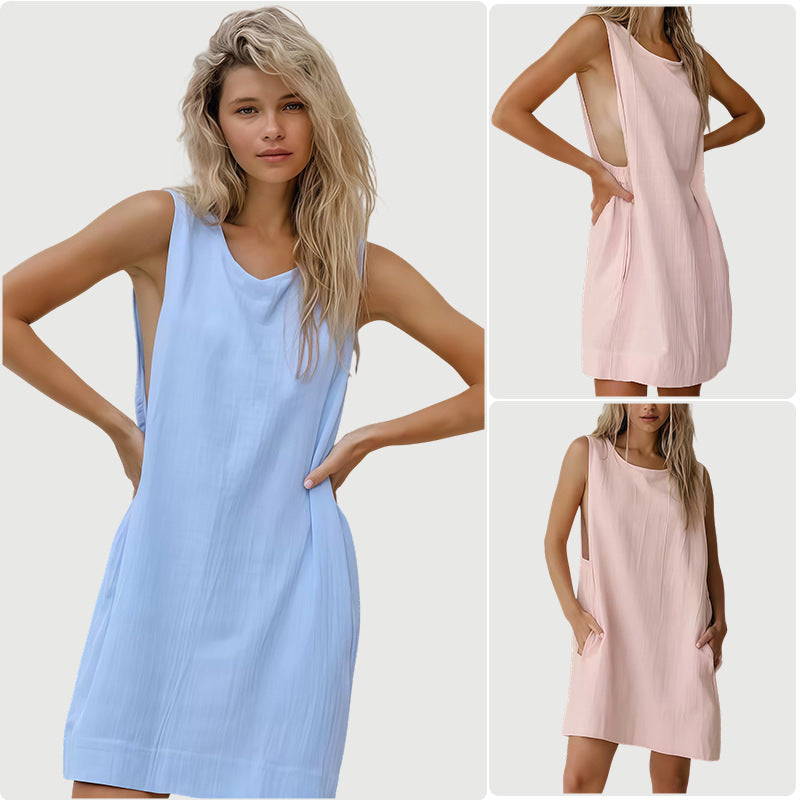 Damen Freizeit-Langarmkleid mit lockerem Schnitt und tiefem V-Ausschnitt R&B