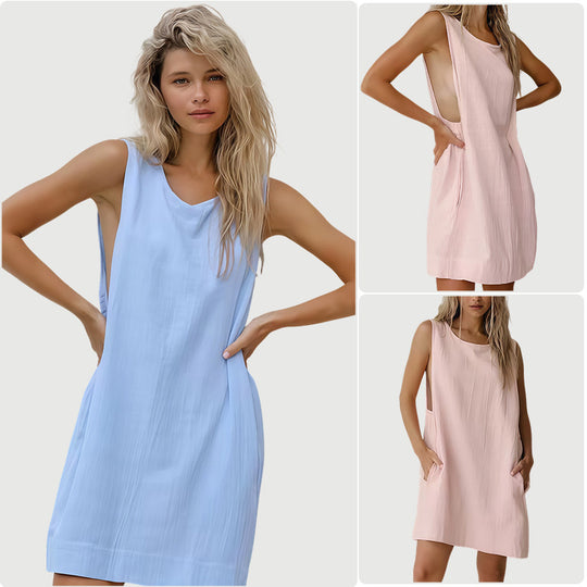 Damen Freizeit-Langarmkleid mit lockerem Schnitt und tiefem V-Ausschnitt R&B