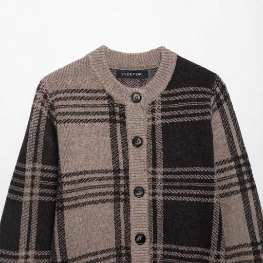 Damen Chicer Karoknopf-Pullover R&B