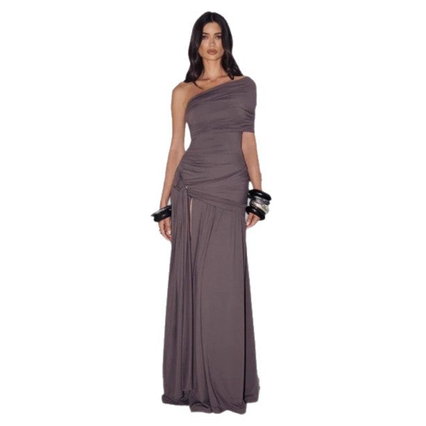 Damen Exquisites Abendkleid im asymmetrischen Design mit hohem Schlitz R&B