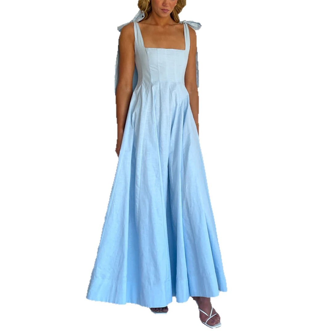 Damen Elegantes Maxikleid mit modernen Schulterbändern und fließendem Schnitt R&B