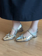 Damen elegante Ballerinas mit glamourösen Schmuckdetails R&B