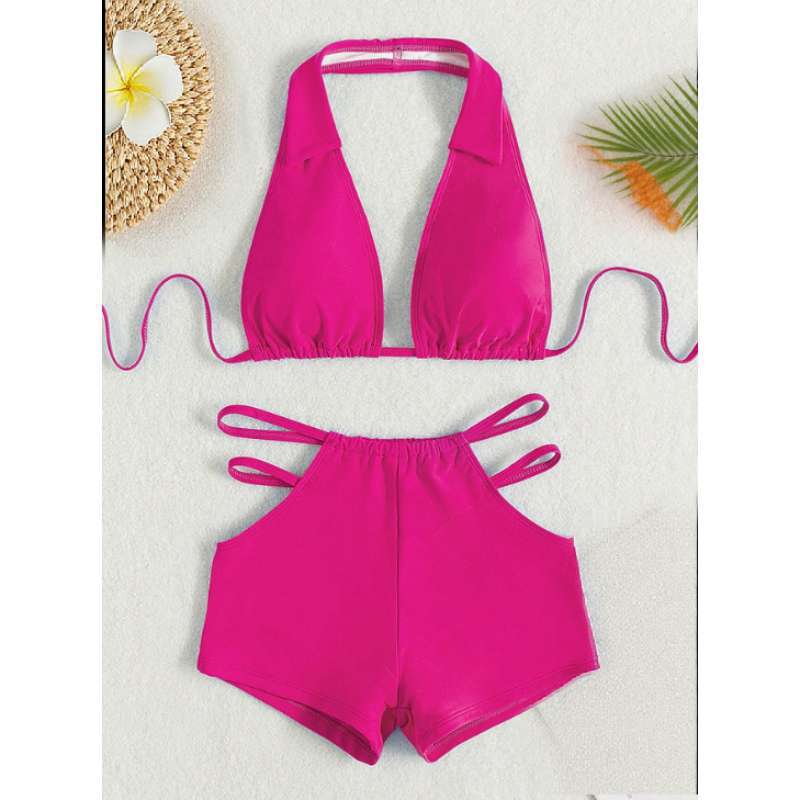 Damen Sport-Bikini mit hohem Bund und verstellbaren Trägern