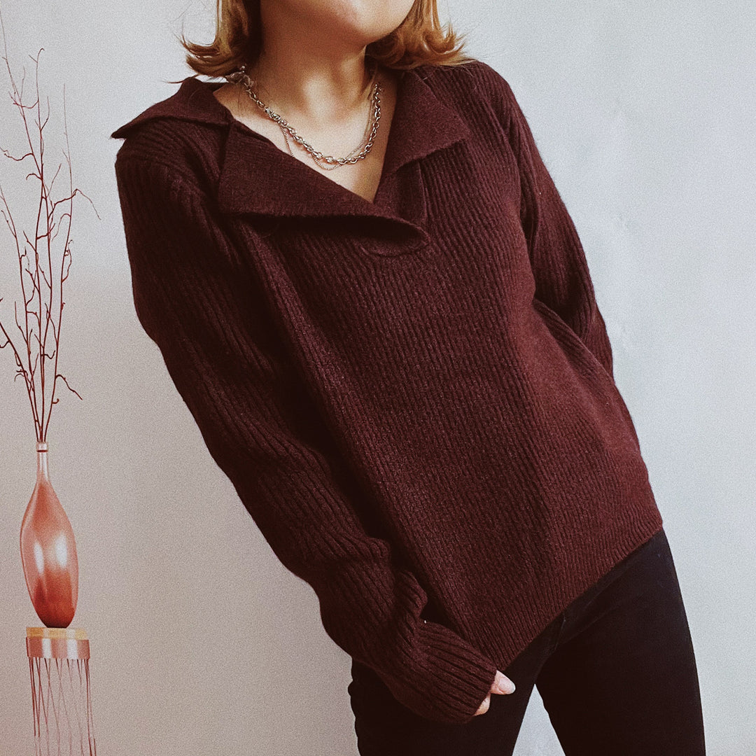 Damen lässiger Pullover mit modernem Rippdesign R&B