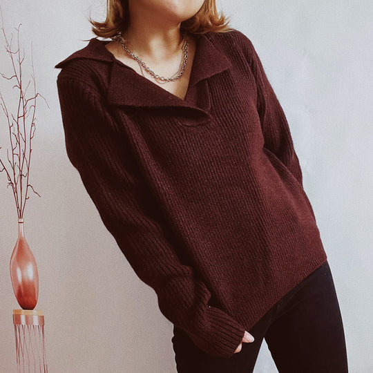 Damen lässiger Pullover mit modernem Rippdesign R&B