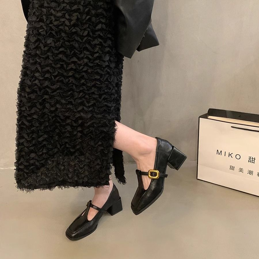 Damen elegante Mary Jane Pumps mit auffälliger Schnalle R&B