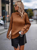 Damen Strickpullover mit elegantem Rollkragen und modischen Ärmelöffnungen R&B