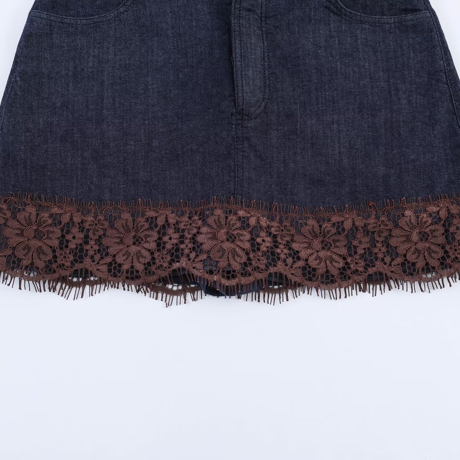 Damen Jeansrock mit eleganter Spitze und Knopfdetails R&B