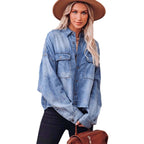Damen Oversized Jeanshemd mit praktischen Brusttaschen und lässigem Schnitt R&B