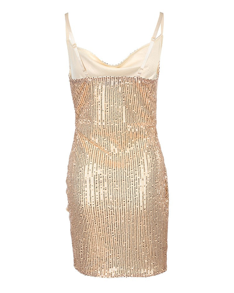 Damen Partykleid mit funkelnden Pailletten und asymmetrischem Schnitt R&B