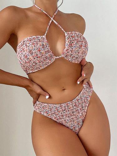 Damen Bandeau-Bikini mit modischem Wickeldesign und raffinierten Rückenschnüren R&B