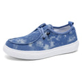 Damen lässige Slip-On Sneakers aus atmungsaktivem Denim mit elastischem Einschlupf