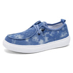 Damen lässige Slip-On Sneakers aus atmungsaktivem Denim mit elastischem Einschlupf