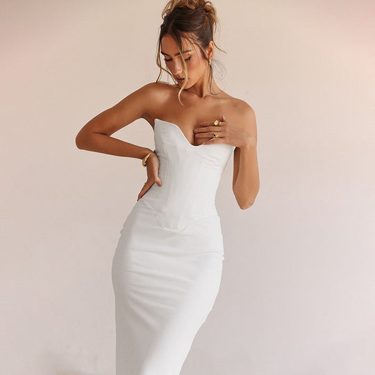 Damen Elegantes Abendkleid mit herzförmigem Ausschnitt und schwingendem Saum R&B