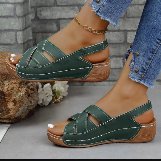 Damen Komfortable Wedge-Pantoletten mit verstellbaren Riemen R&B