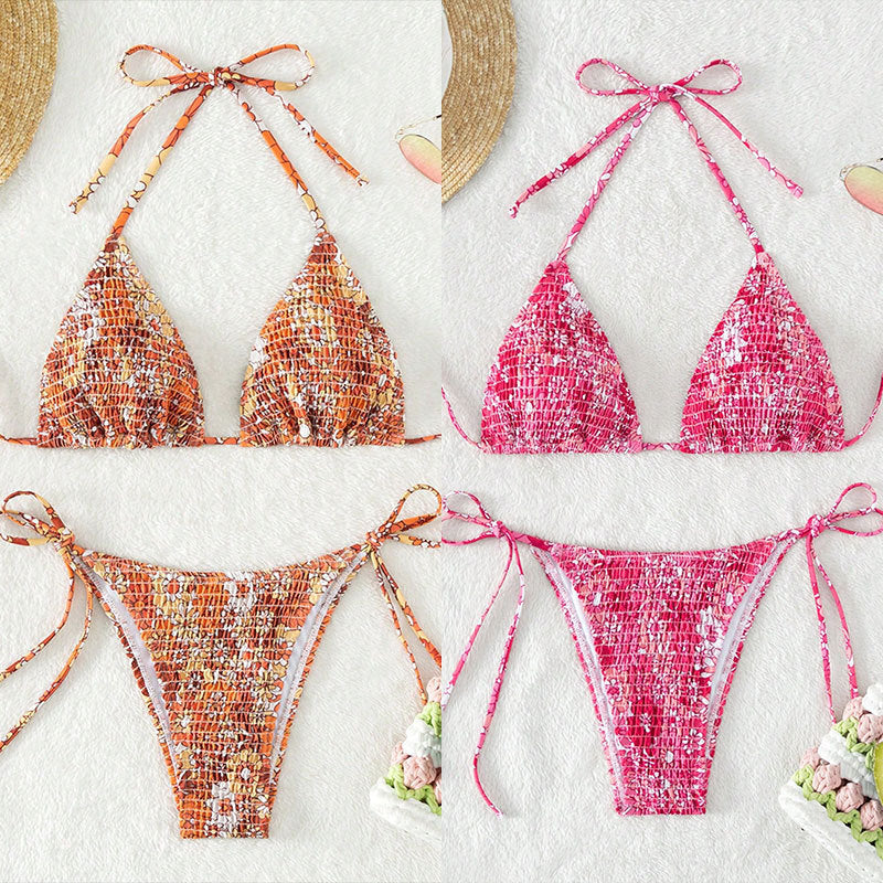 Damen Triangel-Bikini mit verspieltem Blumenmuster R&B