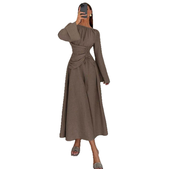 Damen Elegantes Maxikleid mit seitlichem Volant und raffinierten Drapierungen R&B