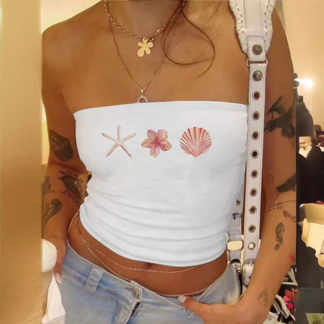 Damen Bandeau-Top mit maritimen Motiv und elastischem Material R&B