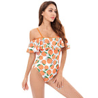 Damen Einteiler Badeanzug mit floralem Rüschendesign R&B