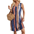 Damen Ärmeloses Strandkleid mit modischem V-Ausschnitt und praktischen Taschen R&B