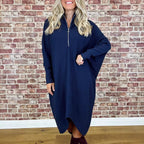 Damen Oversized Strickkleid mit Reißverschluss R&B