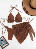 Damen Triangel-Bikini mit raffiniertem Spitzenmuster R&B