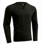 Herren nan Langarmshirt mit V-Ausschnitt Slim Fit Baumwollmix und elastischem Komfortbund R&B