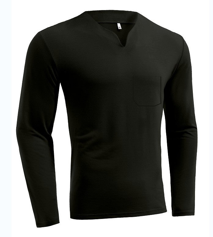 Herren nan Langarmshirt mit V-Ausschnitt Slim Fit Baumwollmix und elastischem Komfortbund R&B
