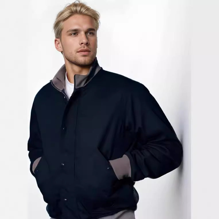 Herren lässige und bequeme Sportjacke mit hohem Kragen und praktischen Taschen R&B