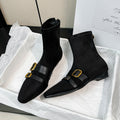 Damen Ankle Boots mit modischen Schnallen und spitz zulaufendem Design