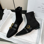 Damen Ankle Boots mit modischen Schnallen und spitz zulaufendem Design