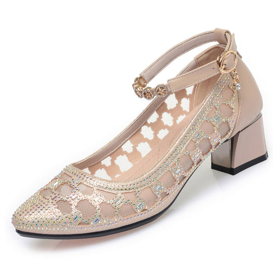 Damen Pump-Sandalen mit dekorativem Riemchen und funkelnden Strassdetails R&B